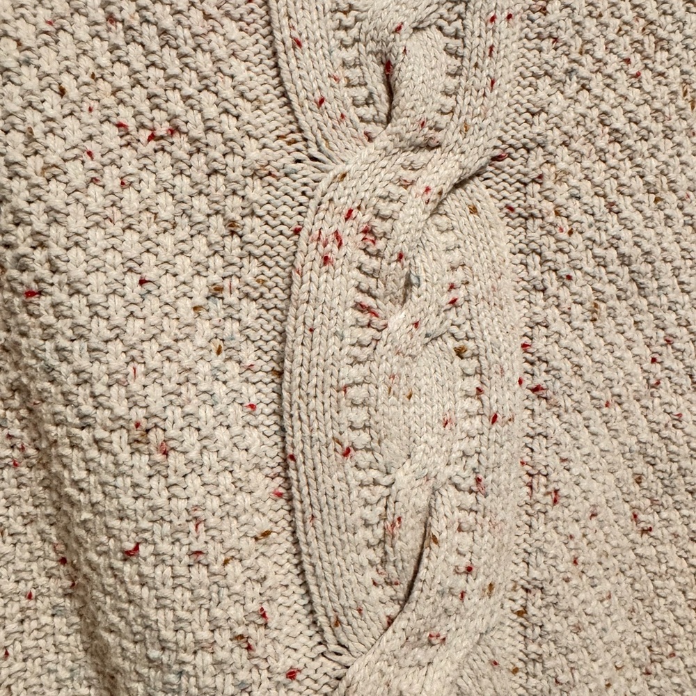 Tommy Hilfiger Cream Cable Knit Sweater Women’s Large Flecked Chunky Knit - Picture 6 of 7